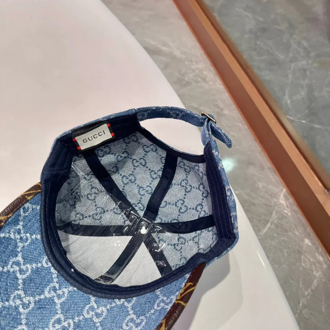 Brown, white, black and blue Caps