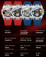 OUPINKE 8003 Fashion Hollow Automatic Watch for Men 45mm Big Dial Tourbillon Mechanical Men's Watches Waterproof Luxury Wristwatch