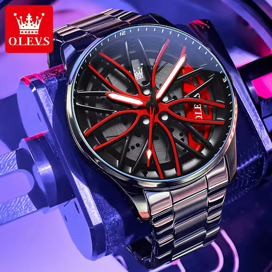 OLEVS 9937 Luxury Watch Rotating Dial Waterproof Luminous Stainless Steel Fashion Trend Quartz Watch Sports Watch