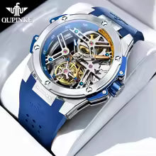 OUPINKE 8003 Fashion Hollow Automatic Watch for Men 45mm Big Dial Tourbillon Mechanical Men's Watches Waterproof Luxury Wristwatch
