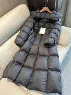 Women winter down jacket 90% white duck down long puffer jacket S-XL