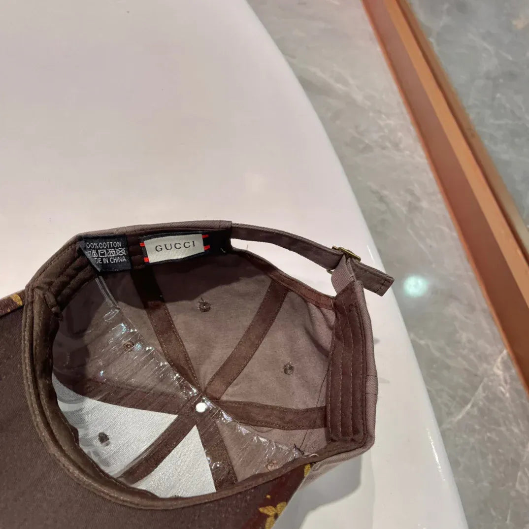 Brown, white, black and blue Caps