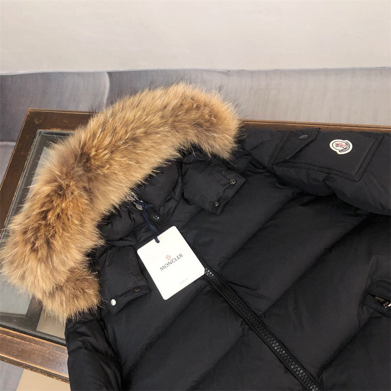 Winter jacket for men natural big fur 90% white duck down puffer jacket S-3XL