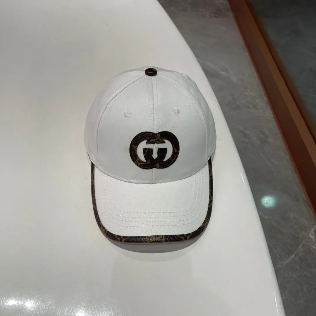 Brown, white, black and blue Caps