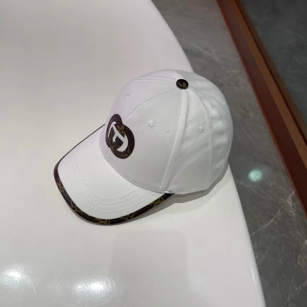 Brown, white, black and blue Caps