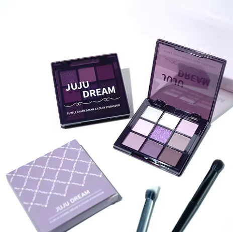 Dreamgirl Charming Purple Eyeshadow Palette 9 Colors Smoky Purple Low Saturation Pearly Matte Hot Purple Multicolor Eyeshadow