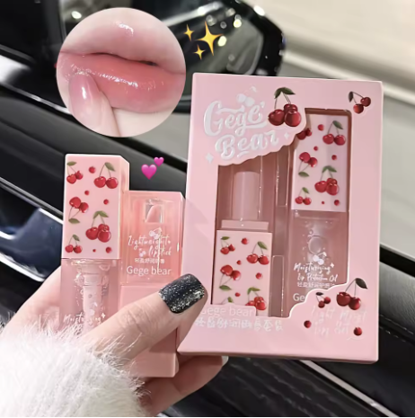Cherry Moisturizing Lip Balm and Gege Bear Collection Light Moisturizing and Soothing Lip Balm for Winter Use