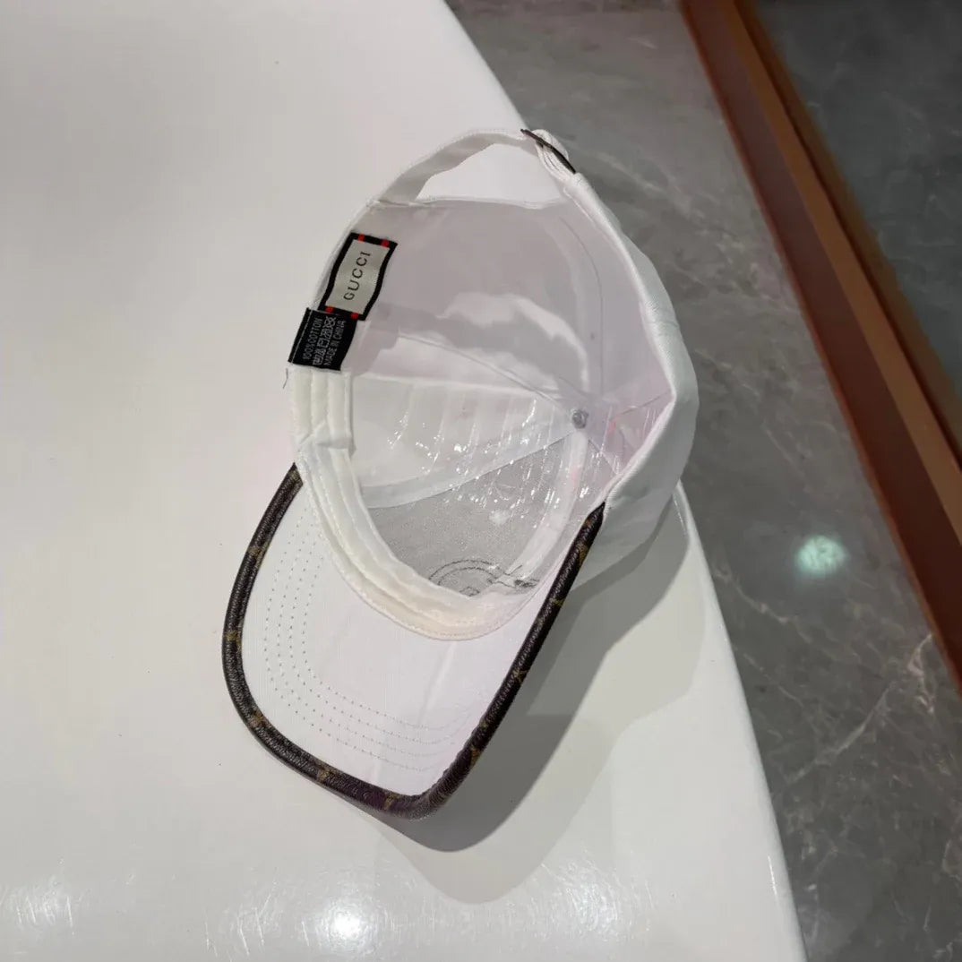 Brown, white, black and blue Caps