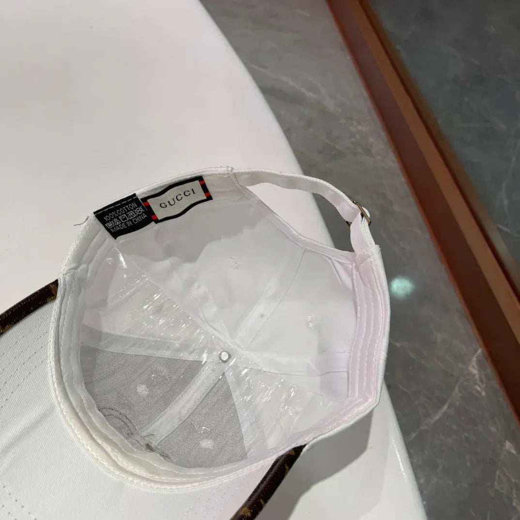 Brown, white, black and blue Caps