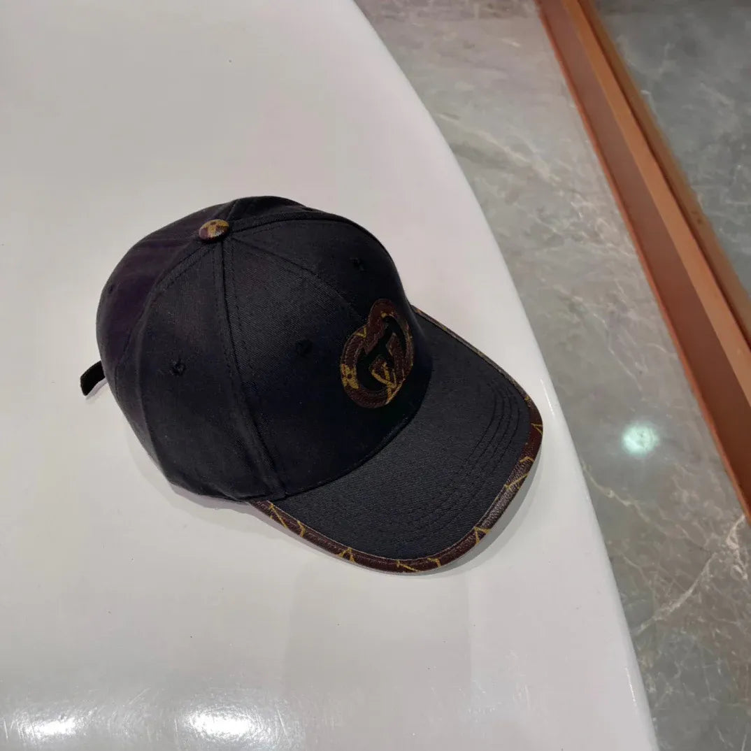 Brown, white, black and blue Caps