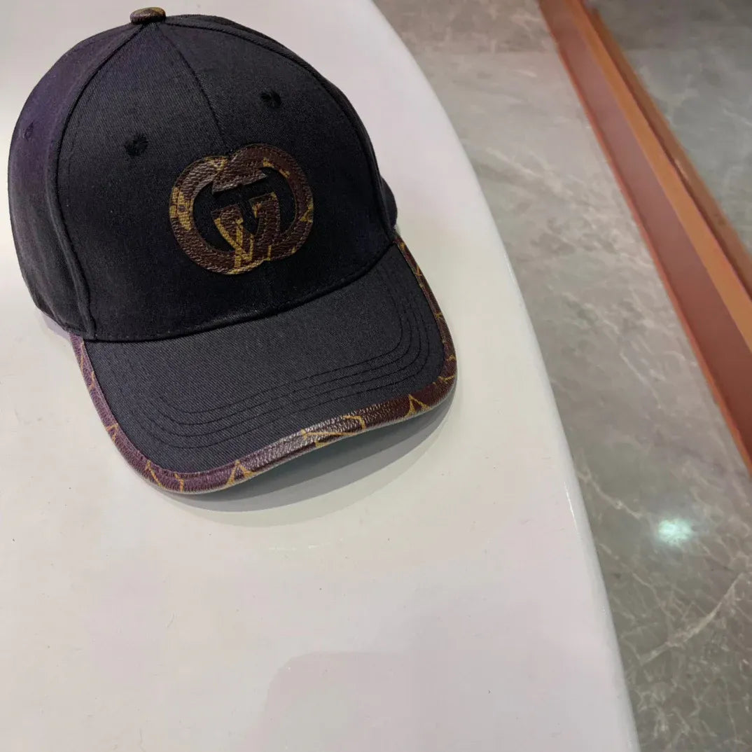 Brown, white, black and blue Caps