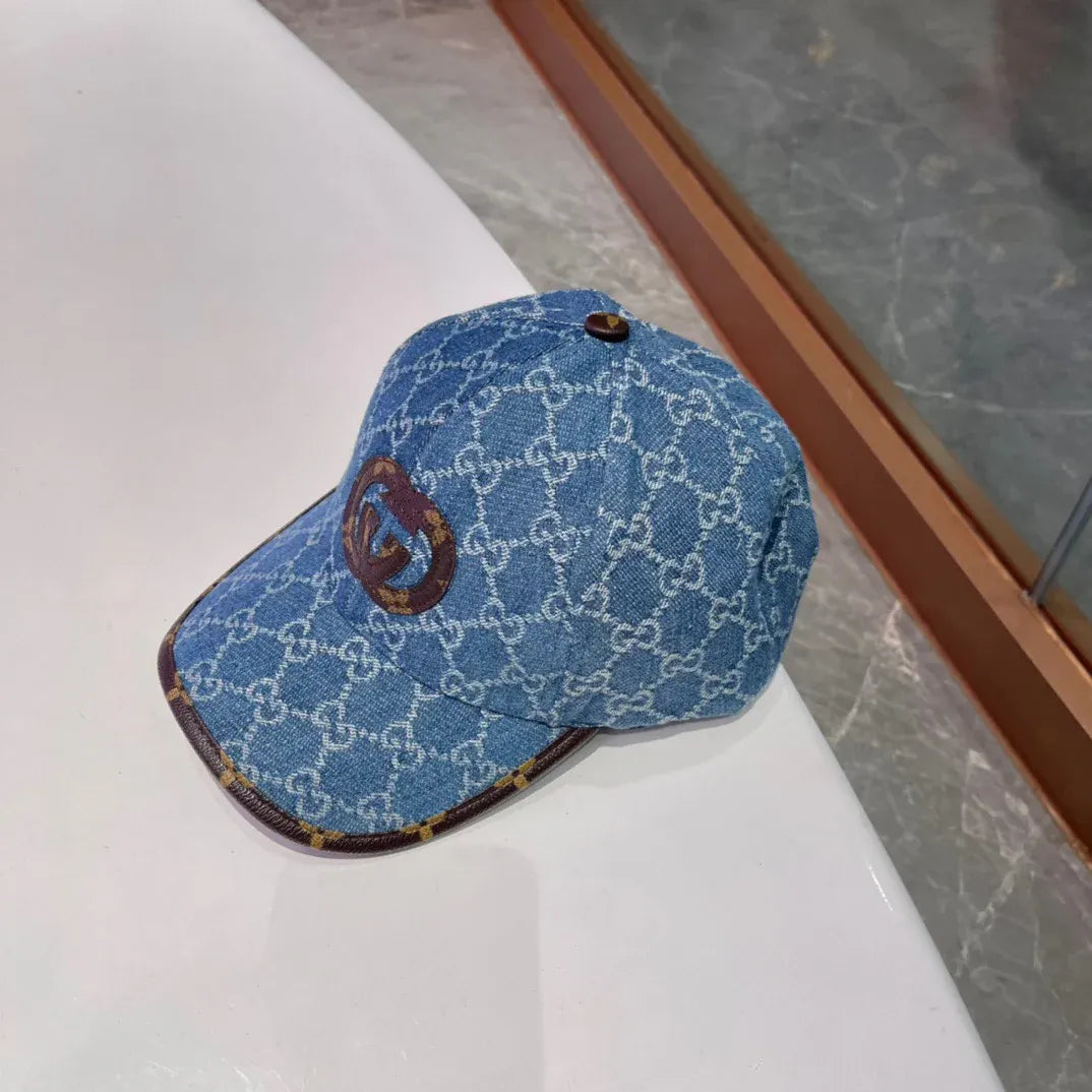 Brown, white, black and blue Caps