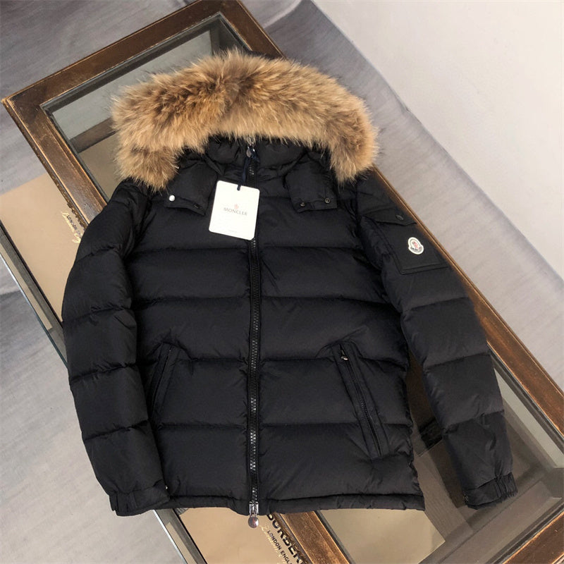 Winter jacket for men natural big fur 90% white duck down puffer jacket S-3XL