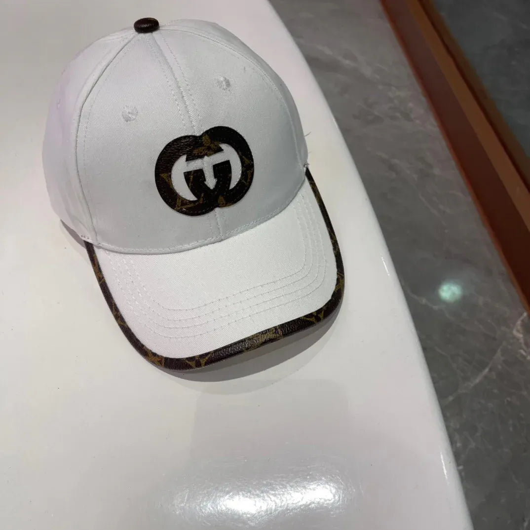 Brown, white, black and blue Caps