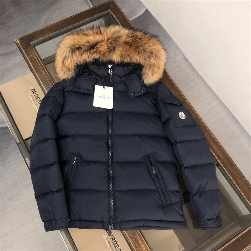 Winter jacket for men natural big fur 90% white duck down puffer jacket S-3XL