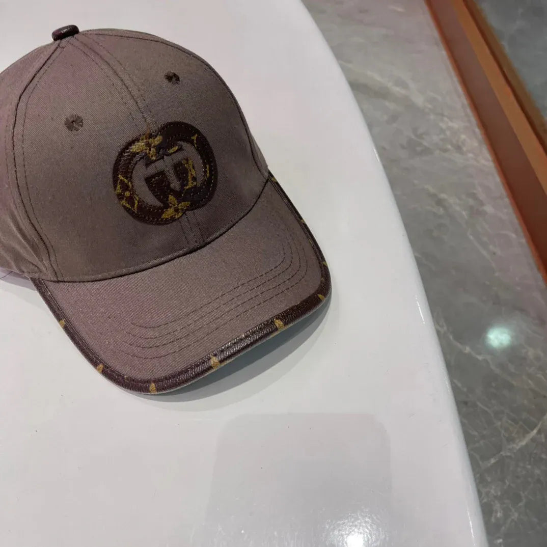 Brown, white, black and blue Caps