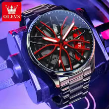 OLEVS 9937 Luxury Watch Rotating Dial Waterproof Luminous Stainless Steel Fashion Trend Quartz Watch Sports Watch