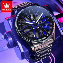 OLEVS 9937 Luxury Watch Rotating Dial Waterproof Luminous Stainless Steel Fashion Trend Quartz Watch Sports Watch