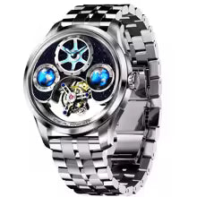 IDEAL KNIGHT Top Brand Luxruy Men's Watch, Advanced Automatic Mechanical Tourbillon Watch, Waterproof, Luminous Dual Zone Time