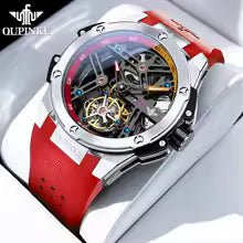 OUPINKE 8003 Fashion Hollow Automatic Watch for Men 45mm Big Dial Tourbillon Mechanical Men's Watches Waterproof Luxury Wristwatch