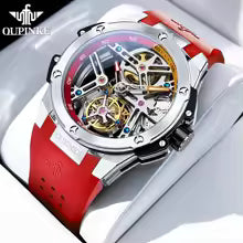 OUPINKE 8003 Fashion Hollow Automatic Watch for Men 45mm Big Dial Tourbillon Mechanical Men's Watches Waterproof Luxury Wristwatch