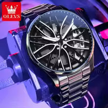 OLEVS 9937 Luxury Watch Rotating Dial Waterproof Luminous Stainless Steel Fashion Trend Quartz Watch Sports Watch