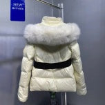 Women winter down jacket nature big fox fur 90% white duck down puffer jacket S-XL